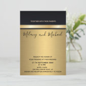 Elegant modern chic gold/zwarte bruiloft kaart (Staand voorkant)