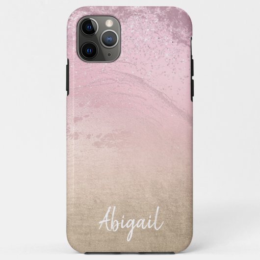 Elegant modern chic ombre roos gold glitter marmer Case-Mate iPhone case (Achterkant)