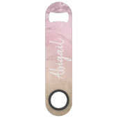 Elegant modern chic ombre roos gold glitter marmer speed flessenopener (Achterkant)