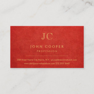 Elegant Modern Chic Rood en Goud Visitekaartje