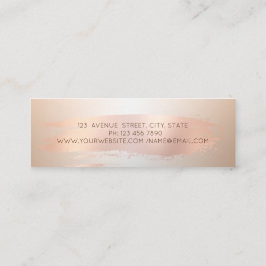 Elegant Modern, Chic Roos Gold Bruske Stroke Mini Visitekaartje (Achterkant)