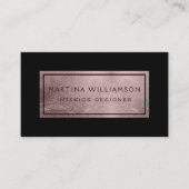 Elegant modern Chic Roos Gold en zwart Visitekaartje (Voorkant)