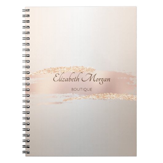Elegant Modern,Chic Rose Gold Brush Stroke Notitieboek (Voorkant)