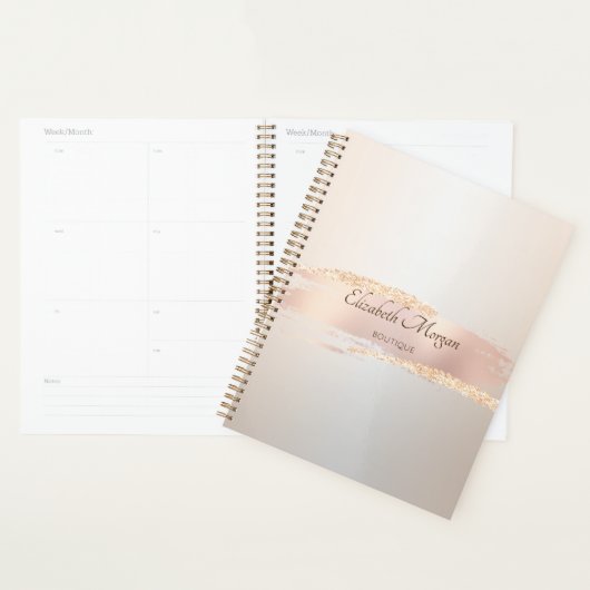 Elegant Modern,Chic Rose Gold Brush Stroke Planner (Display)