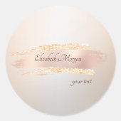 Elegant Modern,Chic Rose Gold Brush Stroke Ronde Sticker (Voorkant)