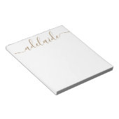 Elegant modern Chic Script Gold White Monogram Notitieblok (Schuin)