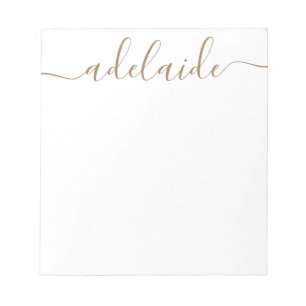 Elegant modern Chic Script Gold White Monogram Notitieblok