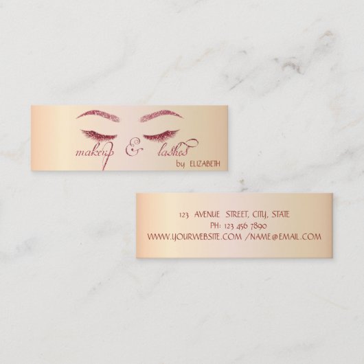 Elegant Modern Chic Shiny, Glitter Lashes, Makeup Mini Visitekaartje (Voorkant / Achterkant)