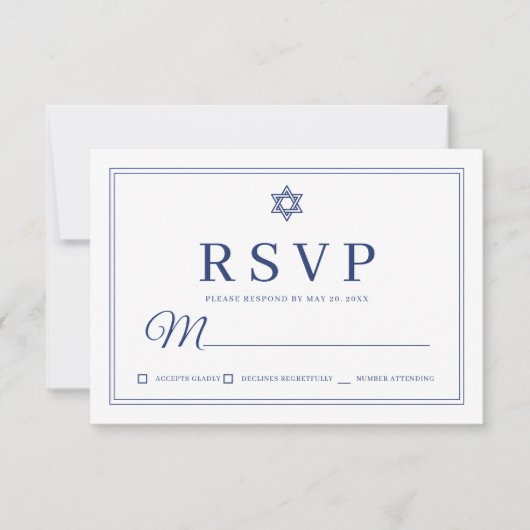 Elegant modern Chic Simple Classic Bar Mitzvah RSVP Kaartje (Voorkant)