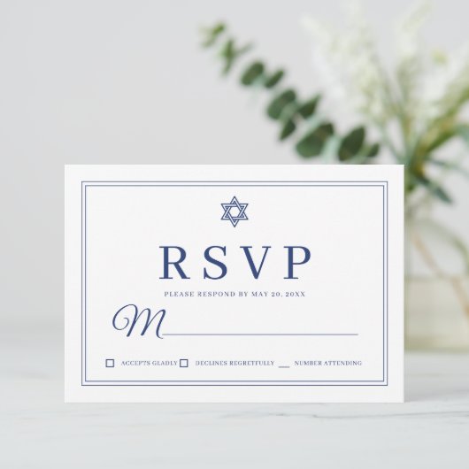 Elegant modern Chic Simple Classic Bar Mitzvah RSVP Kaartje (Staand voorkant)