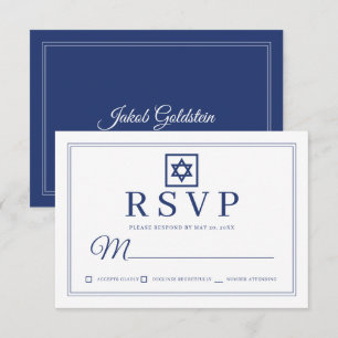 Elegant modern Chic Simple Classic Bar Mitzvah RSVP Kaartje
