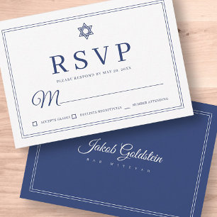 Elegant modern Chic Simple Classic Bar Mitzvah RSVP Kaartje