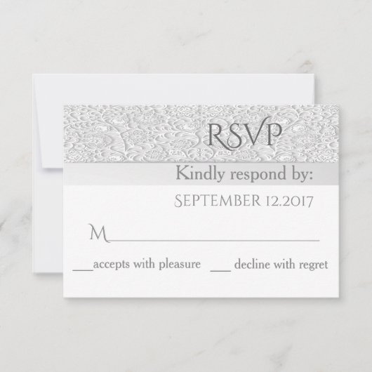 Elegant modern chic white floral bruiloft RSPV RSVP Kaartje (Voorkant)