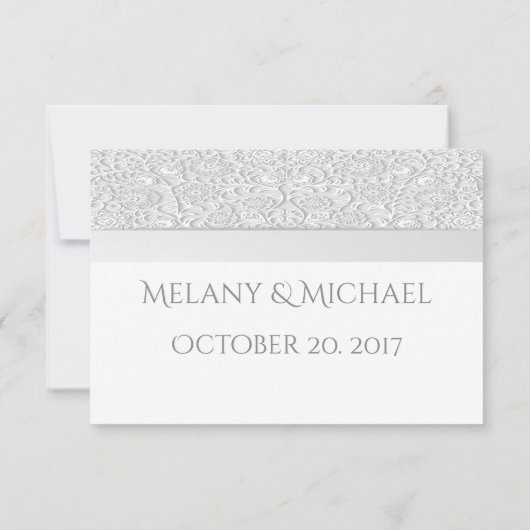 Elegant modern chic white floral bruiloft RSPV RSVP Kaartje (Achterkant)