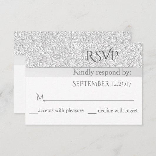 Elegant modern chic white floral bruiloft RSPV RSVP Kaartje (Voorkant / Achterkant)
