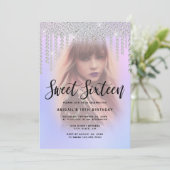 Elegant modern chick diamant druppelt zestien zoet kaart (Staand voorkant)