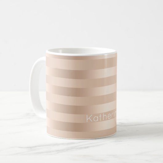 Elegant modern chick koper roos goud gestript koffiemok (Voorkant links)