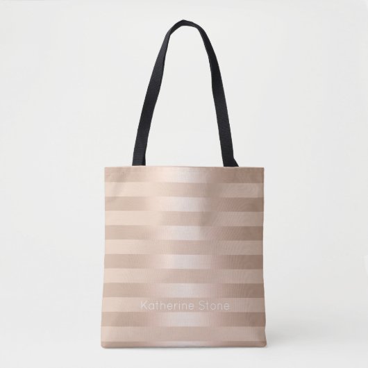 Elegant modern chick koper roos goud gestript tote bag (Voorkant)