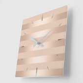 Elegant modern chick koper roos goud gestript vierkante klok (Hoek)