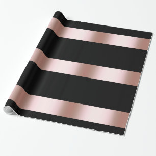 Elegant modern chick roos gold & black strip cadeaupapier