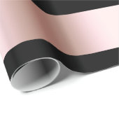 Elegant modern chick roos gold & black strip cadeaupapier (Rol Hoek)