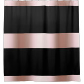 Elegant modern chick roos gold & black strip douchegordijn (Voorkant)