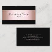 Elegant modern chick roos gold & black strip visitekaartje (Voorkant / Achterkant)
