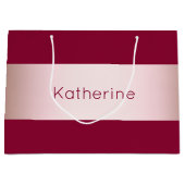 Elegant modern chick roos gold & burgundy strip groot cadeauzakje (Voorkant)