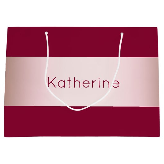 Elegant modern chick roos gold & burgundy strip groot cadeauzakje (Voorkant)
