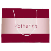 Elegant modern chick roos gold & burgundy strip groot cadeauzakje (Achterkant)