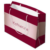 Elegant modern chick roos gold & burgundy strip groot cadeauzakje (Achterkant Gekanteld)