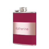 Elegant modern chick roos gold & burgundy strip heupfles (Links)