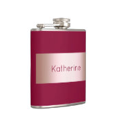 Elegant modern chick roos gold & burgundy strip heupfles (Rechts)