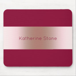 Elegant modern chick roos gold & burgundy strip muismat