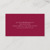 Elegant modern chick roos gold & burgundy strip visitekaartje (Achterkant)