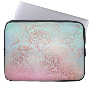 Elegant modern chick roos gold damask waterverf laptop sleeve