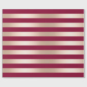 Elegant modern chick roos goud bordeaux gestreept cadeaupapier (Vlak)