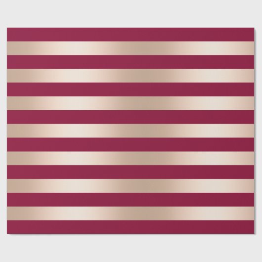 Elegant modern chick roos goud bordeaux gestreept cadeaupapier (Vlak)