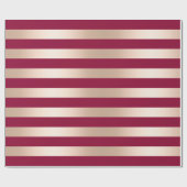 Elegant modern chick roos goud bordeaux gestreept cadeaupapier (Vlak)