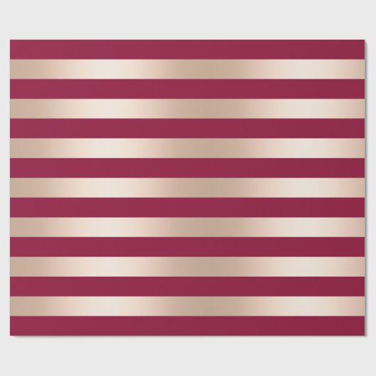 Elegant modern chick roos goud bordeaux gestreept cadeaupapier (Vlak)