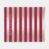 Elegant modern chick roos goud bordeaux gestreept fleece deken (Voorkant (Horizontaal))