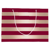 Elegant modern chick roos goud bordeaux gestreept groot cadeauzakje (Achterkant)