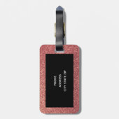 Elegant modern chick roos goud glitter zwart bagagelabel (Achterkant verticaal)