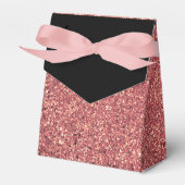 Elegant modern chick roos goud glitter zwart bedankdoosjes (Voorkant Zijde)