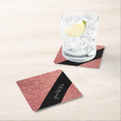 Elegant modern chick roos goud glitter zwart kartonnen onderzetters (Insitu)