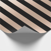 Elegant modern chick roos goud zwart gestreept cadeaupapier (Hoek)