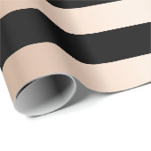 Elegant modern chick roos goud zwart gestreept cadeaupapier (Rol Hoek)