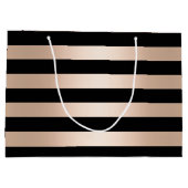 Elegant modern chick roos goud zwart gestreept large cadeautasje (Achterkant)