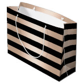 Elegant modern chick roos goud zwart gestreept large cadeautasje (Achterkant Gekanteld)