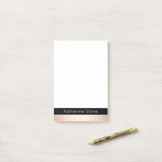 Elegant modern chick roos goud zwart gestreept post-it® notes (Op bureau)